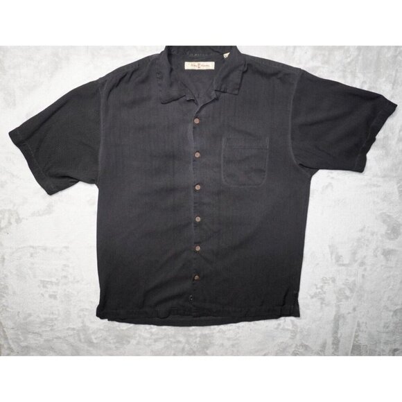 Tommy Bahama Men's M Black Shaken Not Stirred Embroidered Shirt Silk EUC - Picture 3 of 14